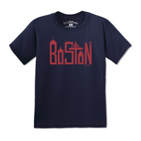 Boston Skyline Red Letters Youth T-Shirt - Chowdaheadz