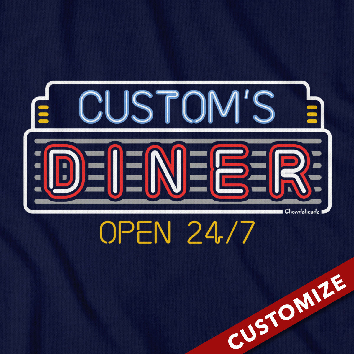 Custom Name's Diner T-Shirt - Chowdaheadz