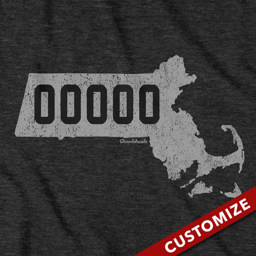 Custom Massachusetts Zip Code T-Shirt - Chowdaheadz