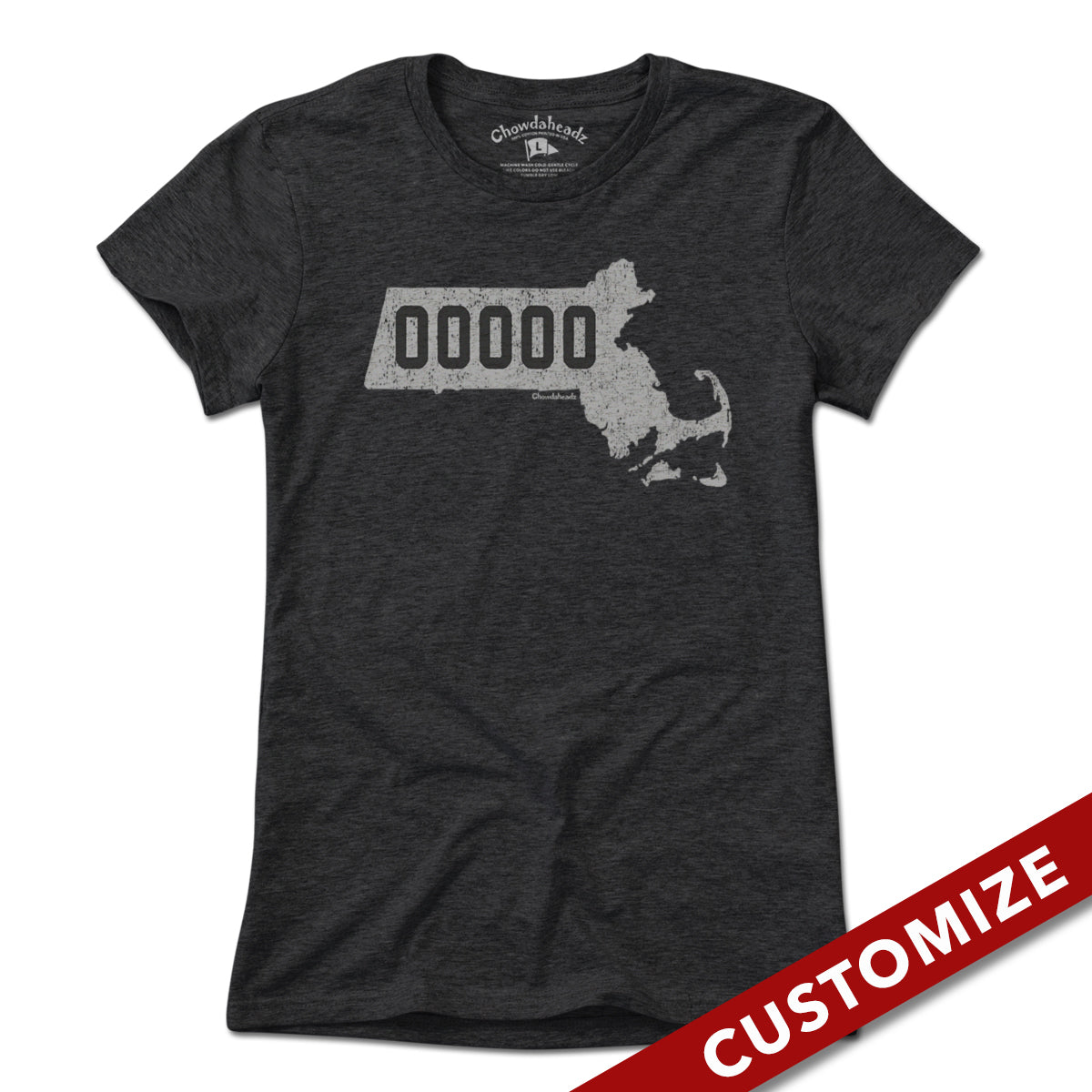 Custom Massachusetts Zip Code T-Shirt - Chowdaheadz