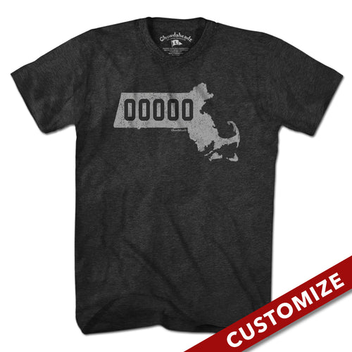 Custom Massachusetts Zip Code T-Shirt - Chowdaheadz