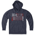 American Golfer hoodie in heather blue — patriotic golfer graphic with flag accent