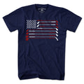 American Golfer t-shirt with patriotic golfer graphic and flag accent — usa golf tee