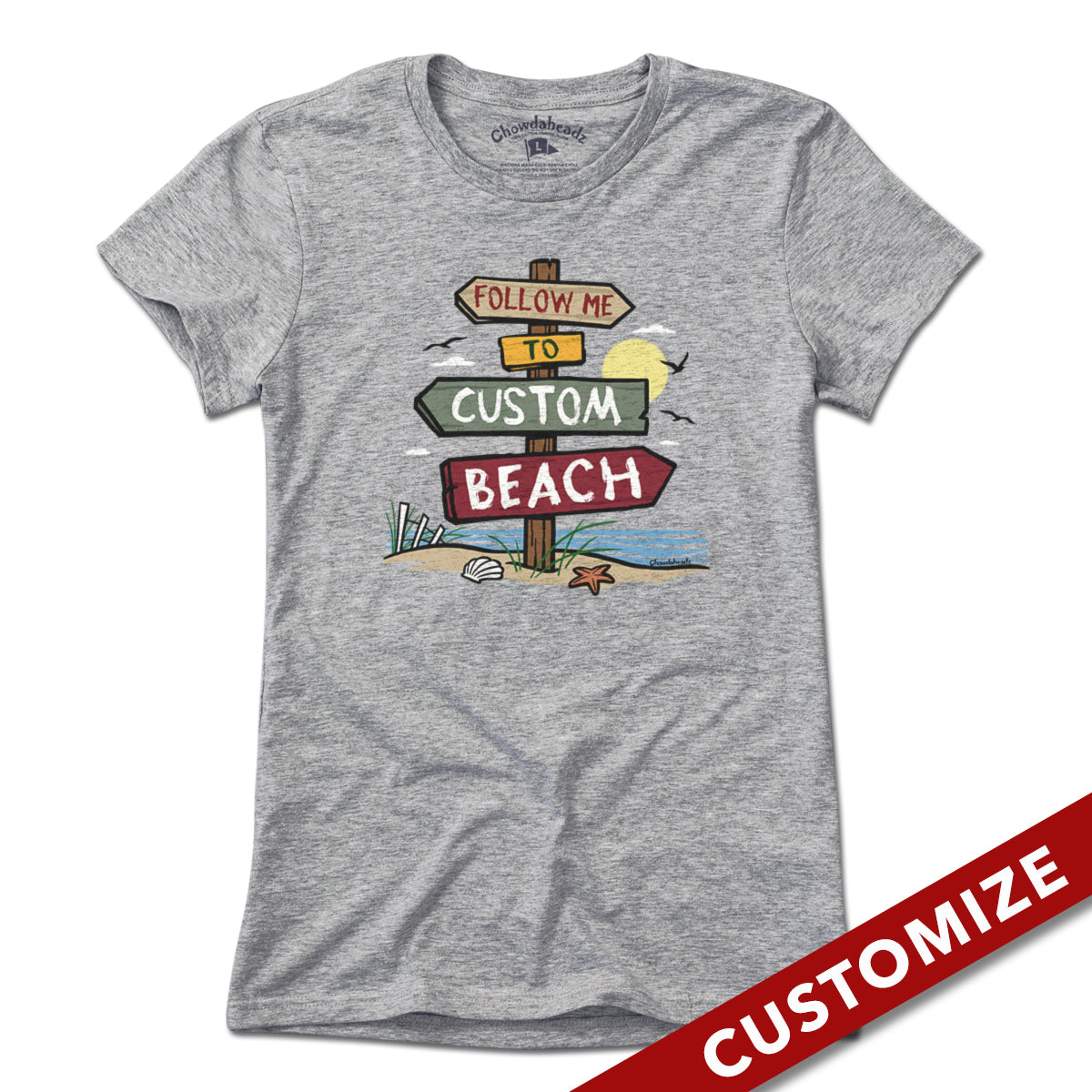 Follow Me To Custom Beach T-Shirt - Chowdaheadz