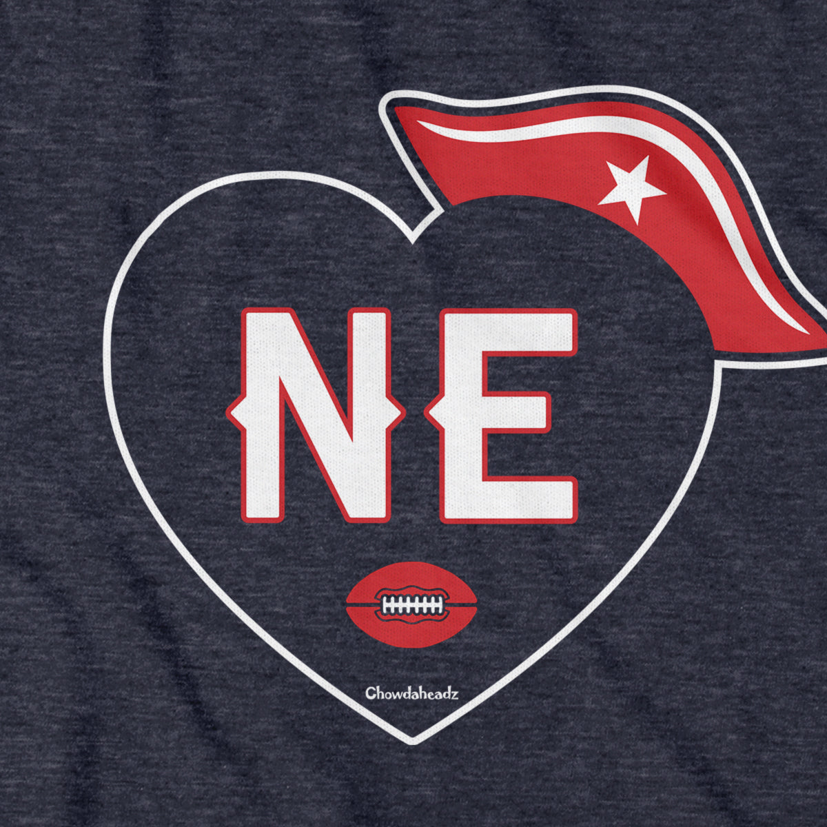 Men's Tee in Heather Blue with New England Football Heart graphic