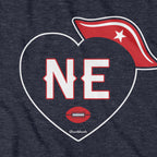 Men's Tee in Heather Blue with New England Football Heart graphic