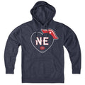 Hoodie in Heather Blue with New England Football Heart graphic