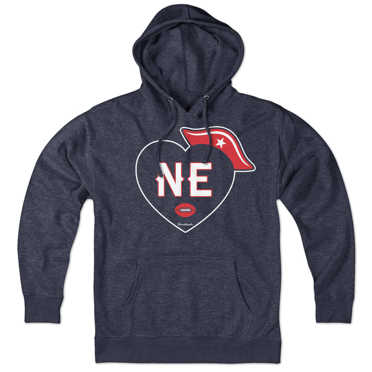 Hoodie in Heather Blue with New England Football Heart graphic