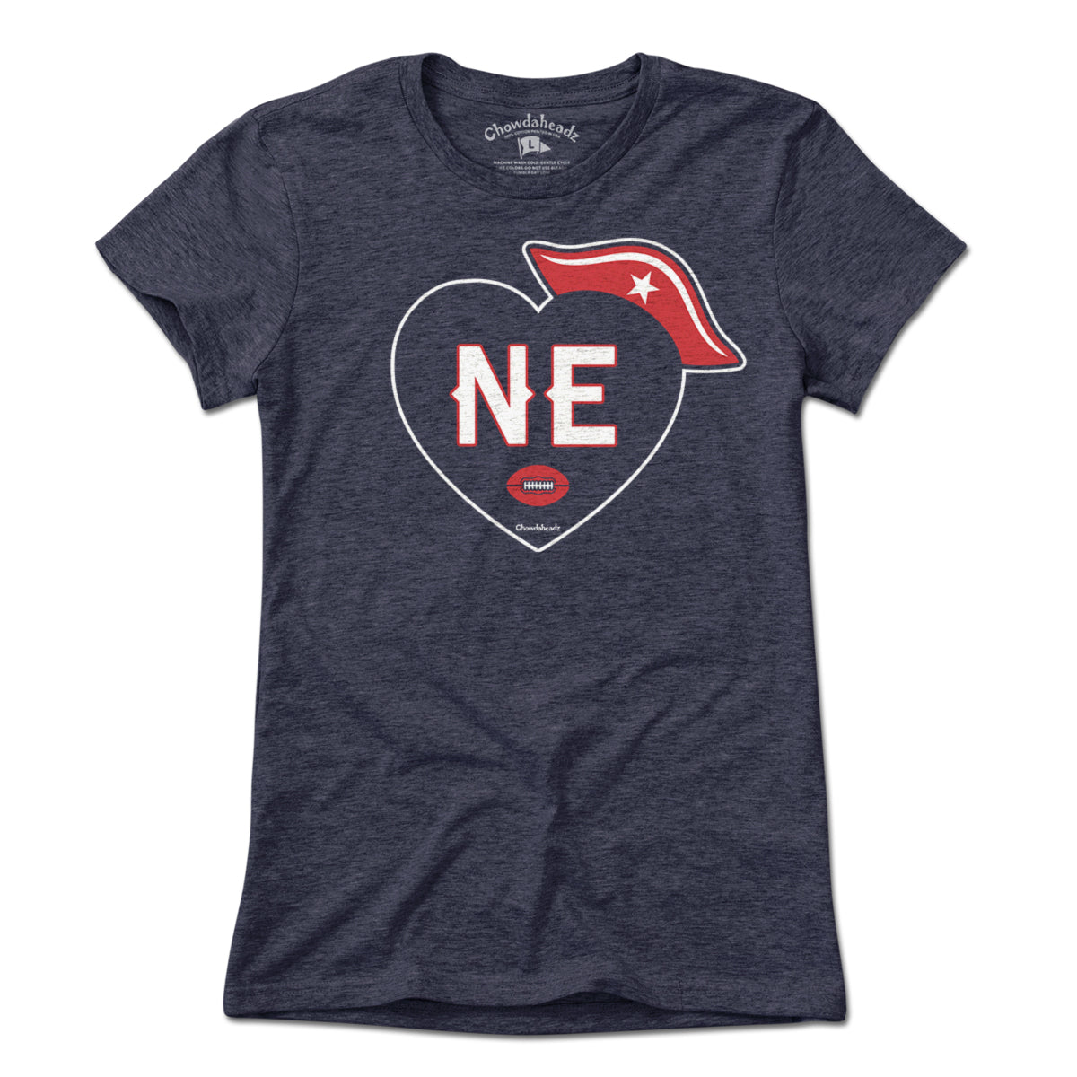 Men's Tee in Navy with New England Football Heart graphic