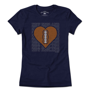 New England Football Heart T-Shirt - Chowdaheadz
