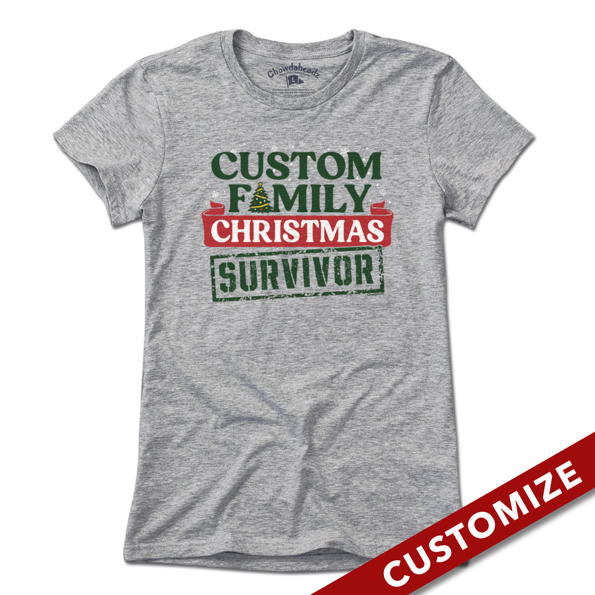 Custom Name Family Christmas Survivor T-Shirt - Chowdaheadz