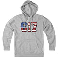 Boston 617 USA hoodie with 617 area code and stars-and-stripes graphic — Boston patriotic hoodie