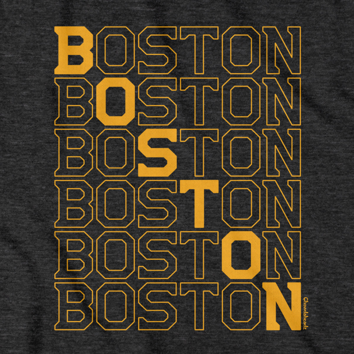 Black & Gold Boston Stacked T-Shirt - Chowdaheadz