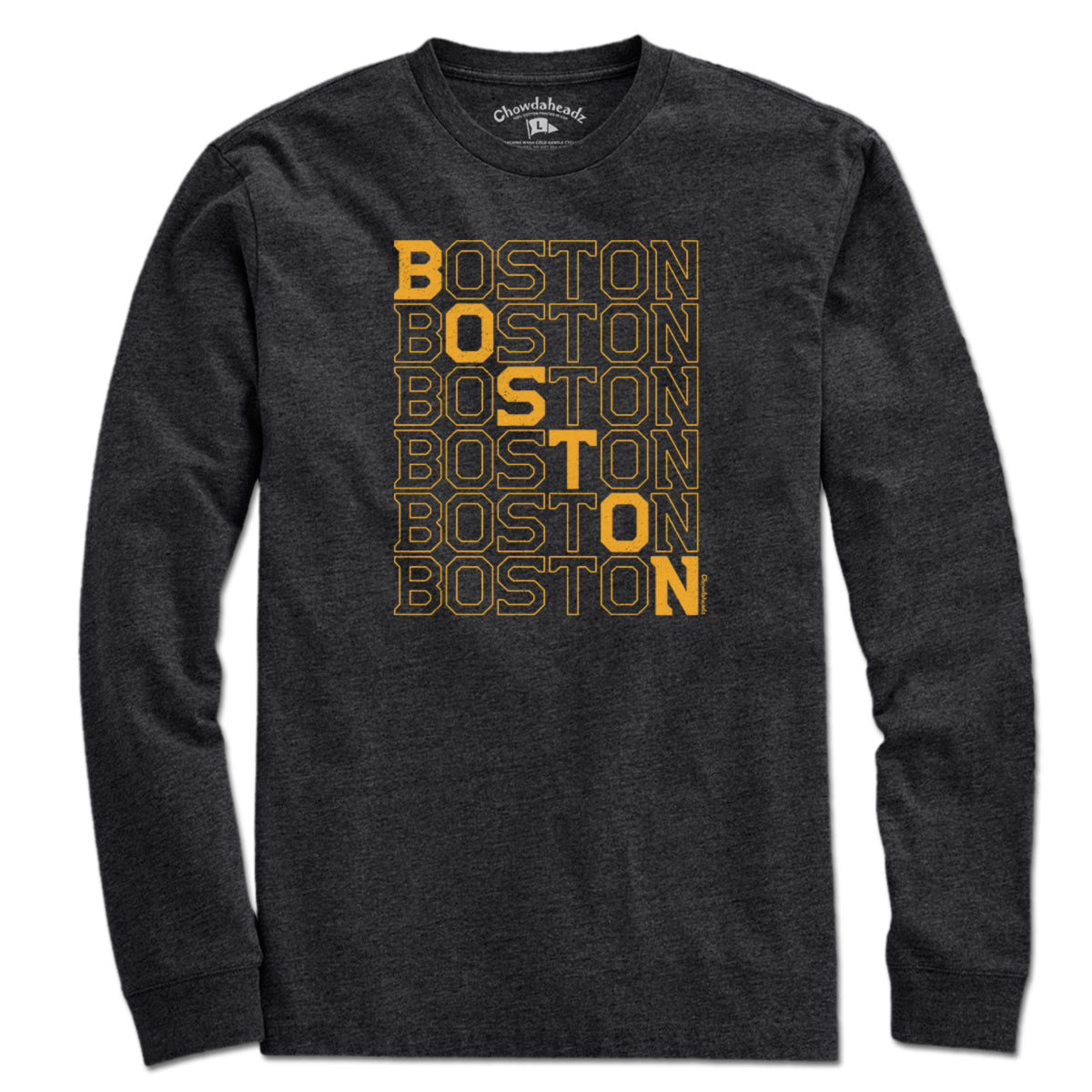 Black & Gold Boston Stacked T-Shirt - Chowdaheadz