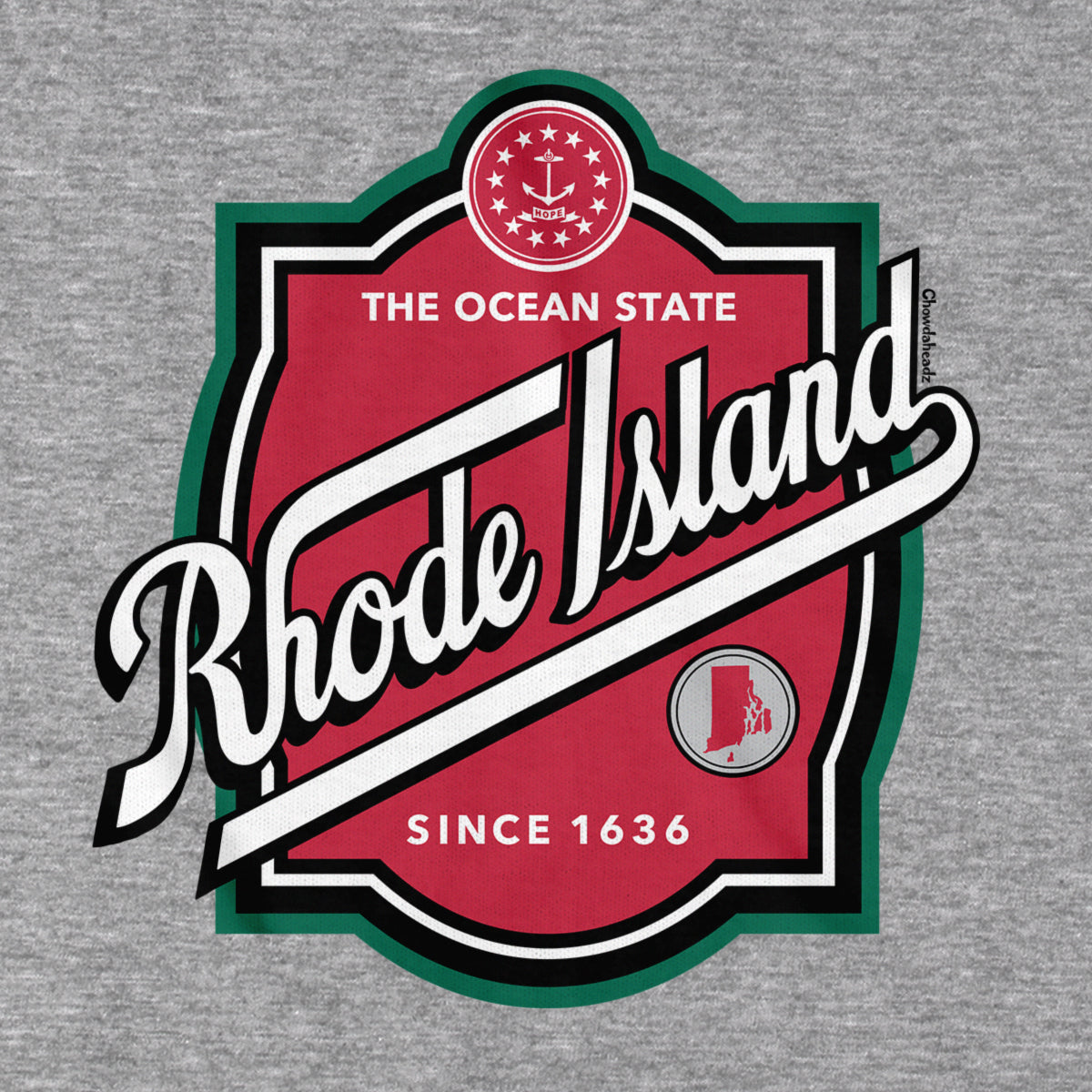 Rhode Island Label T-Shirt - Chowdaheadz