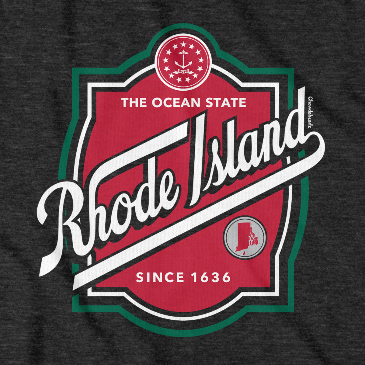 Rhode Island Label T-Shirt - Chowdaheadz