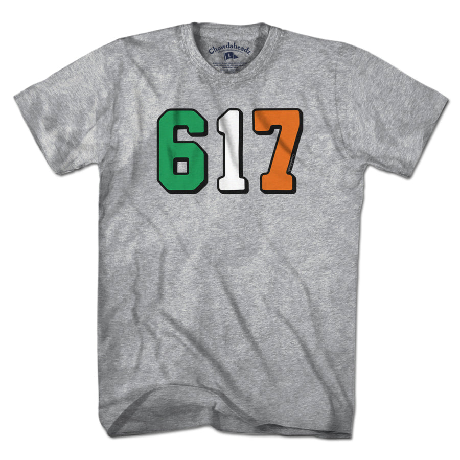 Boston 617 Irish Flag T-Shirt - Chowdaheadz