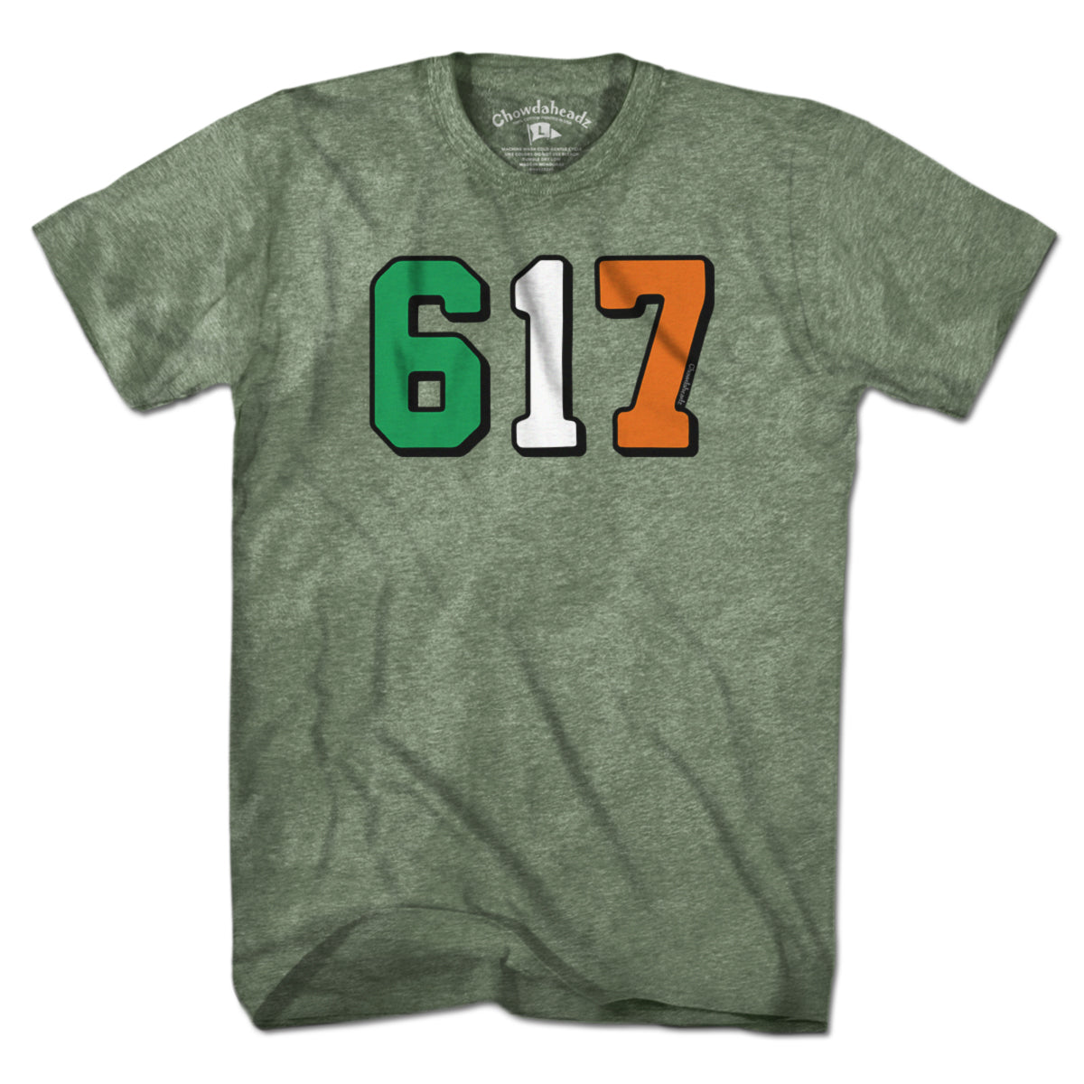 Boston 617 Irish Flag T-Shirt - Chowdaheadz