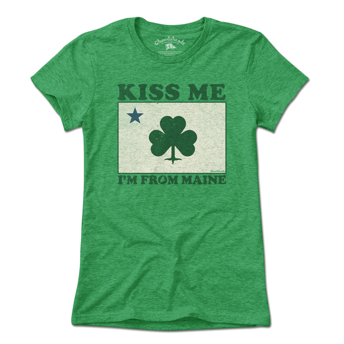 Kiss Me I'm From Maine Shamrock T-Shirt - Chowdaheadz