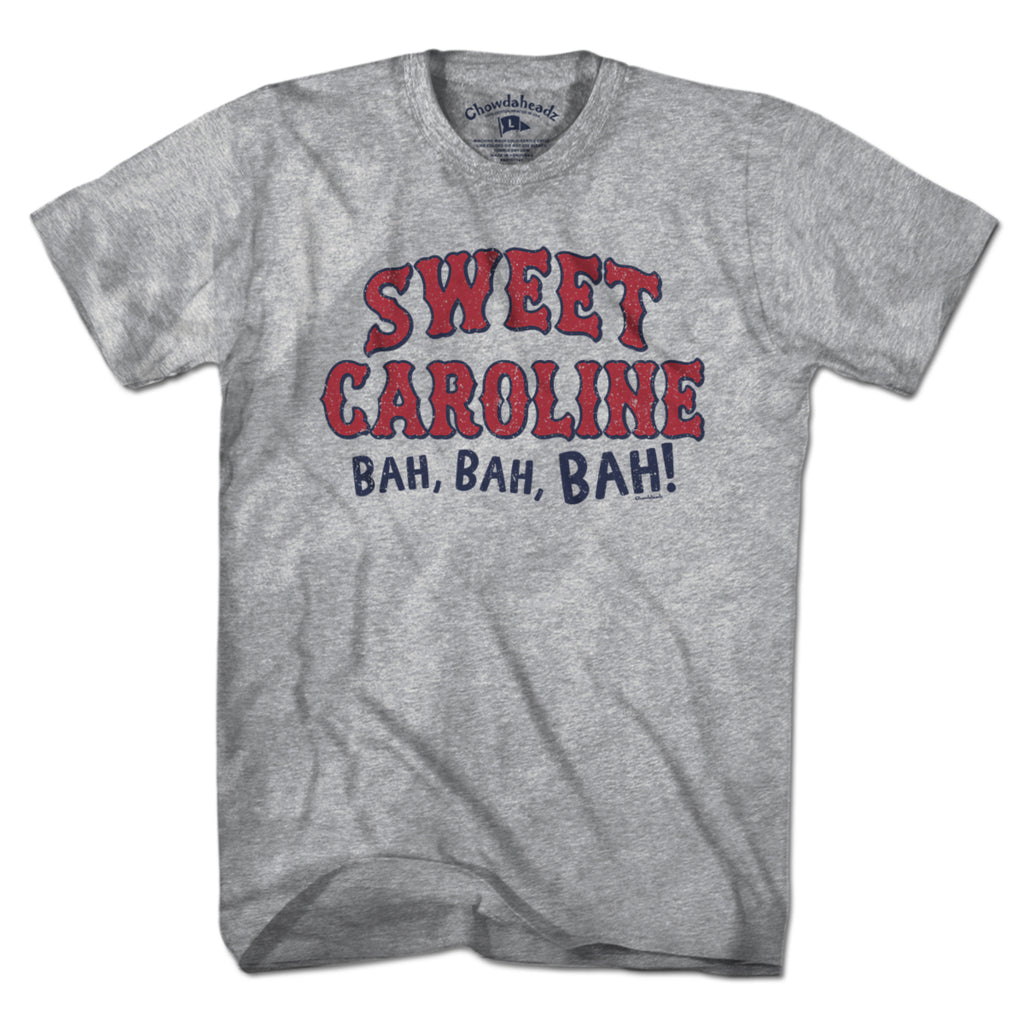 Sweet Caroline Baseball Arch T-Shirt — men's tee flat lay in Gray