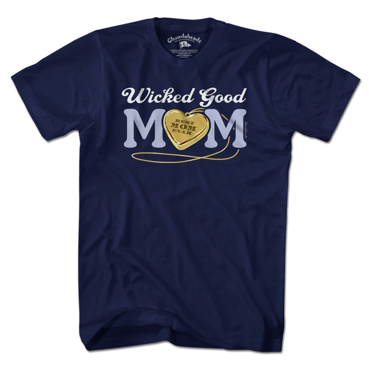 Wicked Good Mom Heart Pendant T-Shirt - Chowdaheadz
