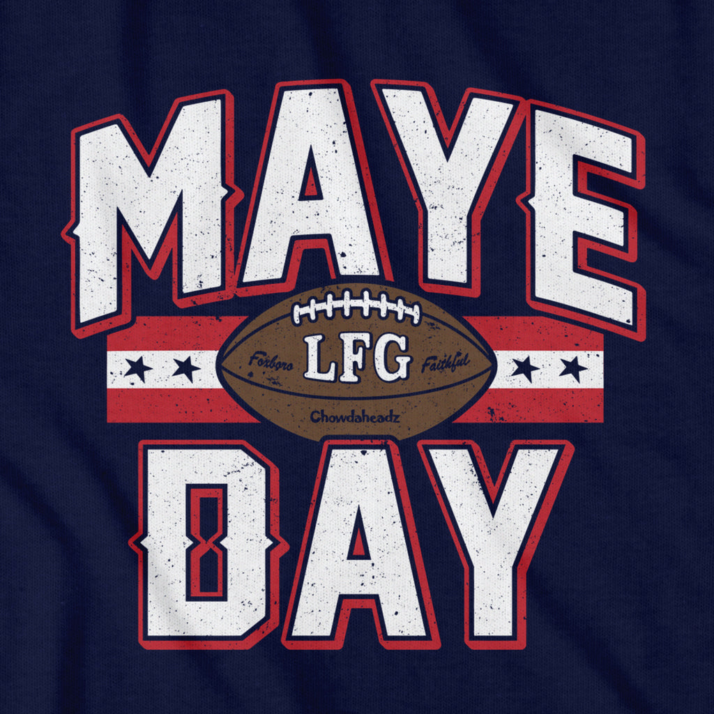 Maye Day Football T-Shirt — graphic detail in Navy