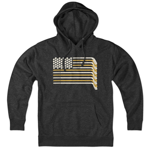 Black & Gold Boston Hockey Flag Hoodie - Chowdaheadz