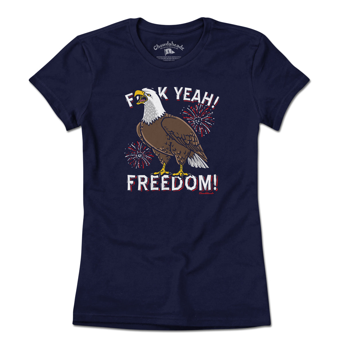F Yeah Freedom Bald Eagle t-shirt in alternate colorway — July 4th funny gift