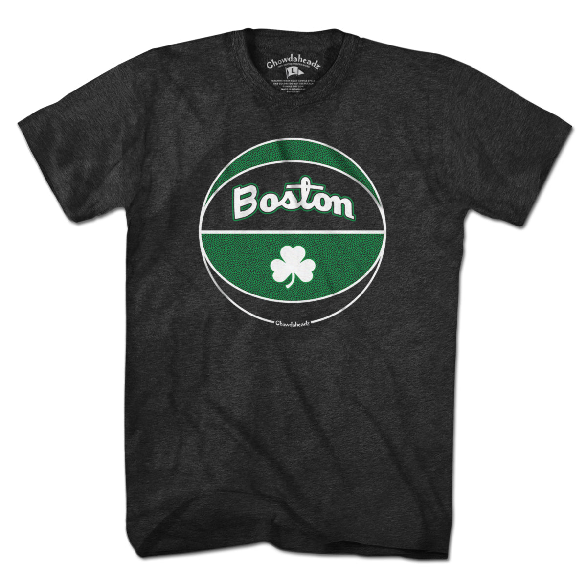 Boston Black And Green Basketball T-Shirt - Chowdaheadz