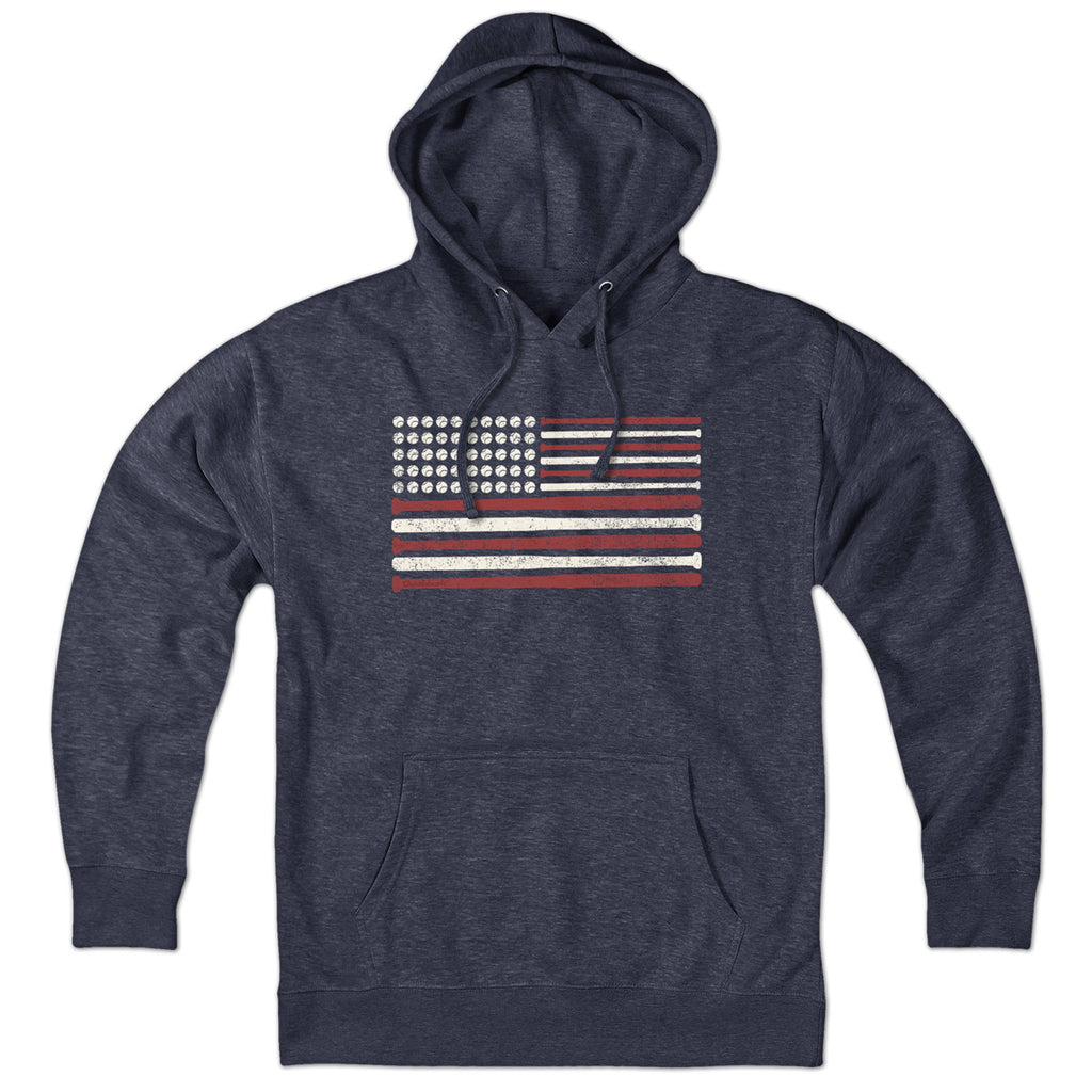USA Baseball Flag hoodie with baseball-and-flag graphic — patriotic baseball hoodie