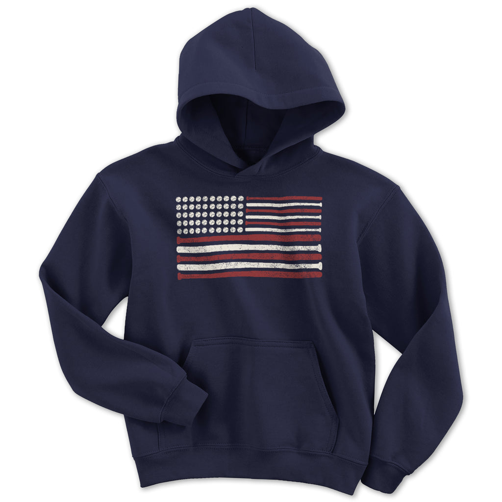 USA baseball Flag Youth Hoodie - Chowdaheadz