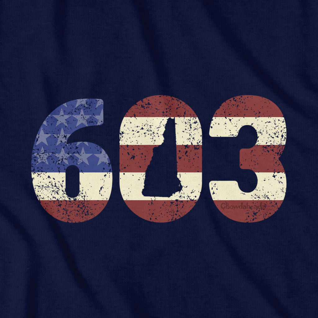 Patriotic 603 NH t-shirt in alternate colorway — Granite State gift