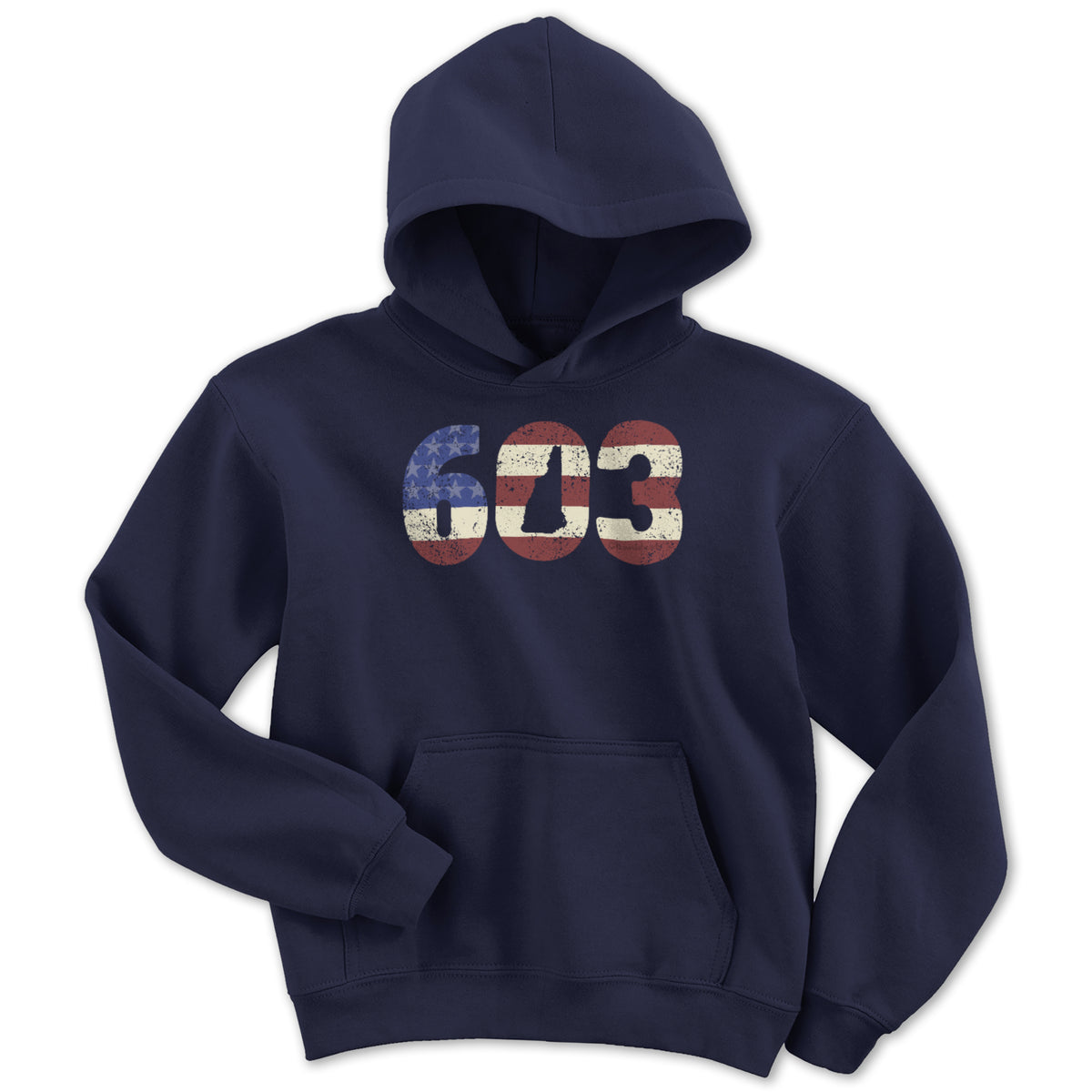Patriotic 603 New Hampshire  Youth Hoodie - Chowdaheadz