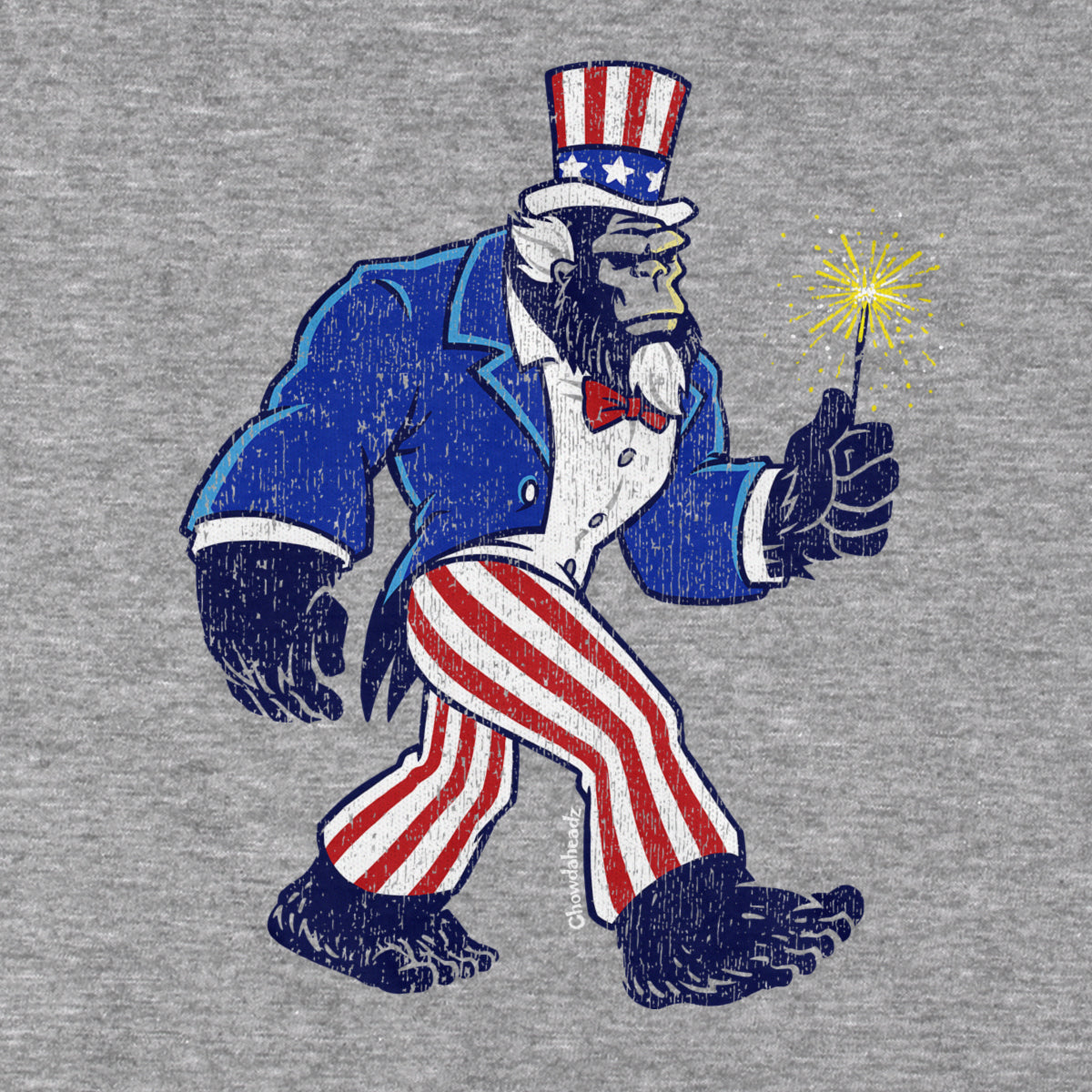 Close-up of Uncle Samsquatch shirt design — Uncle Sam Sasquatch illustration detail
