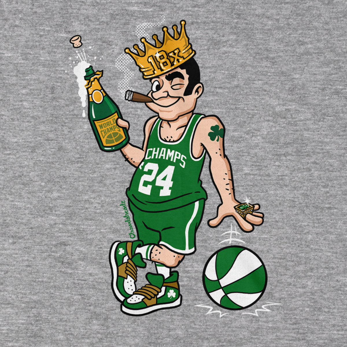18x Boston Basketball Champions Leprechaun Hoodie - Chowdaheadz