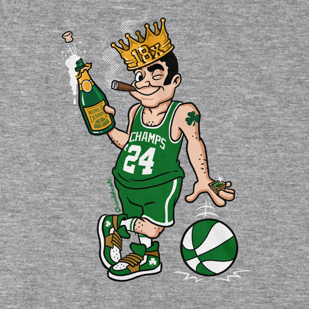 18x Boston Basketball Champions Leprechaun Tailgater Hoodie - Chowdaheadz
