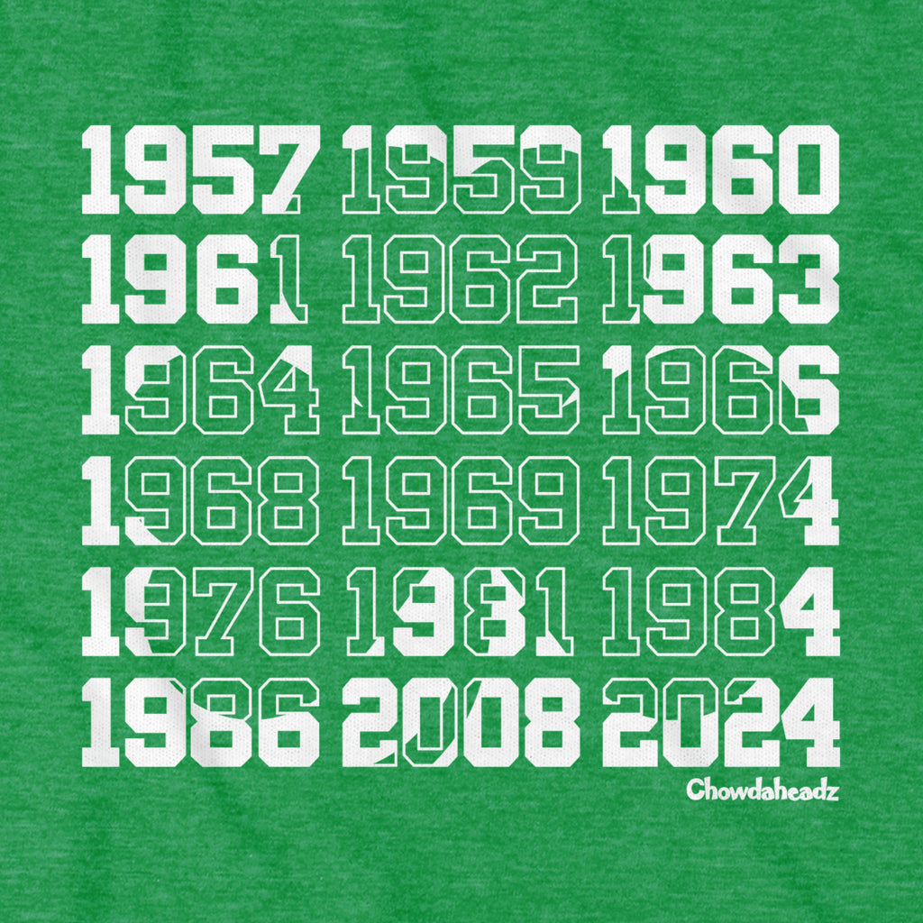 Boston Basketball Championship Dates Shamrock Youth T-Shirt - Chowdaheadz