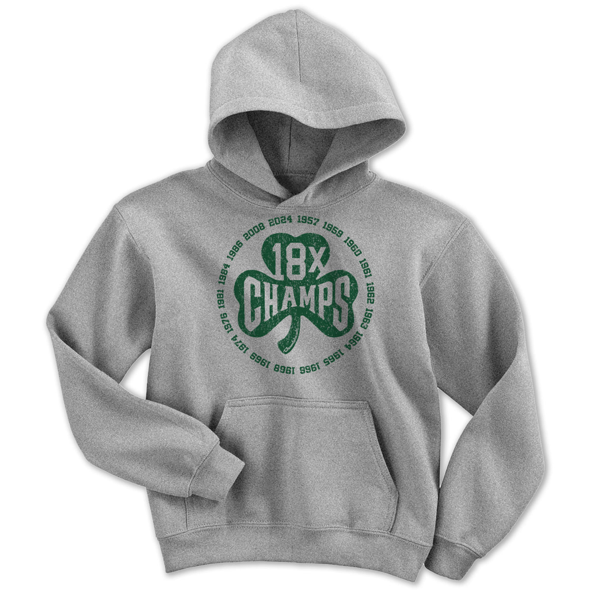 18x Boston Basketball Champions Shamrock Youth Hoodie - Chowdaheadz