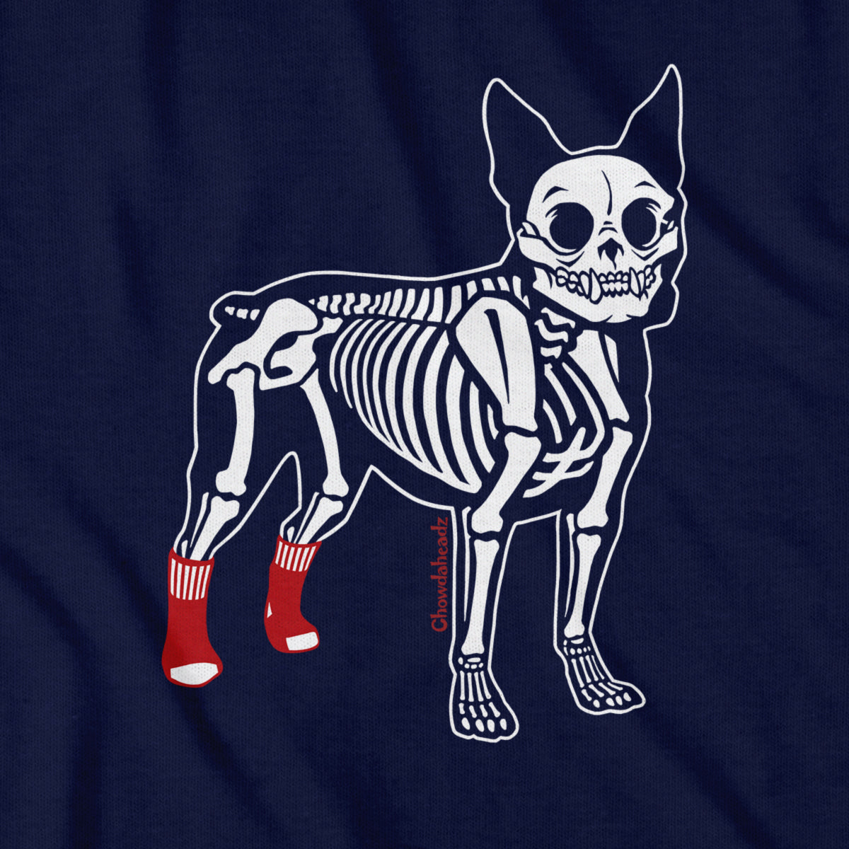 Socks On Boston Terrier Skeleton T-Shirt - Chowdaheadz