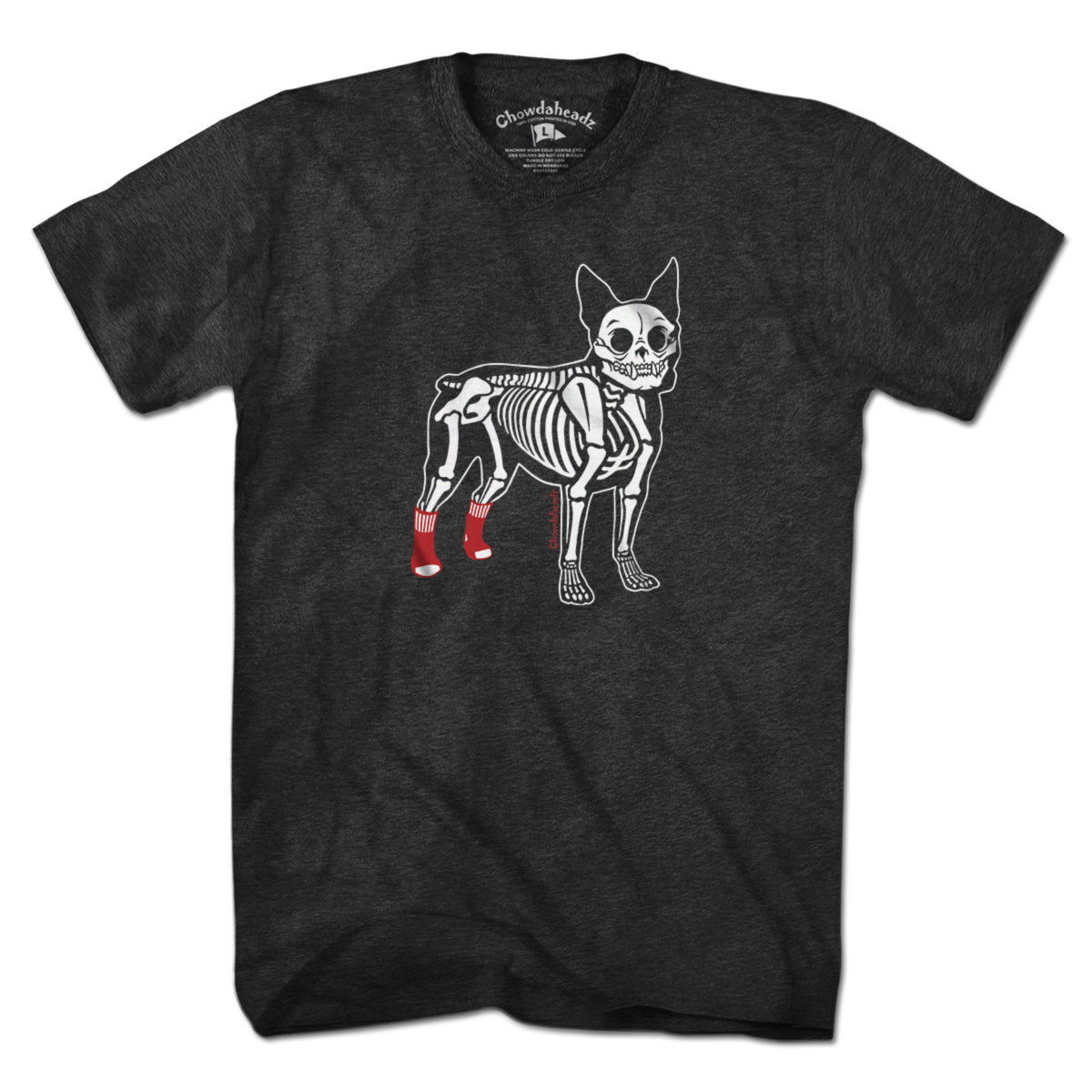 Socks On Boston Terrier Skeleton T-Shirt - Chowdaheadz