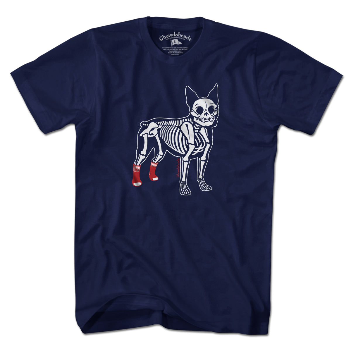 Socks On Boston Terrier Skeleton T-Shirt - Chowdaheadz