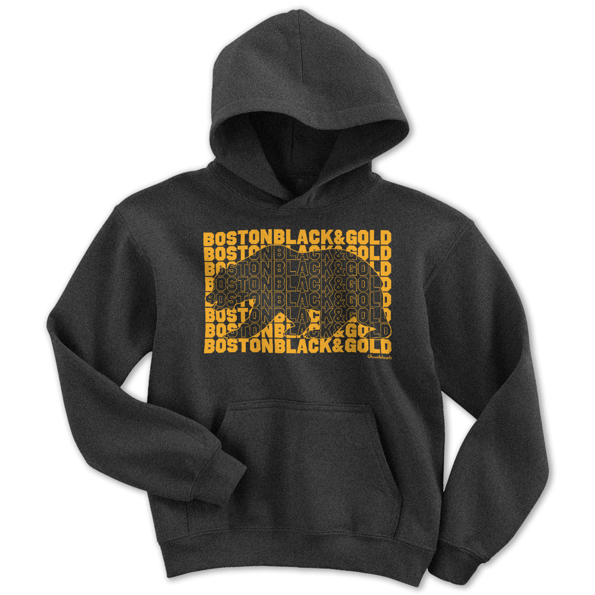 Boston Black & Gold Bear Knockout Youth Hoodie - Chowdaheadz