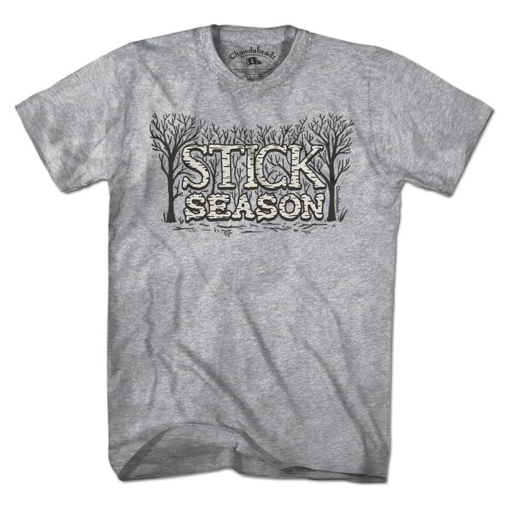 Stick Season T-Shirt — men's tee flat lay in Gray