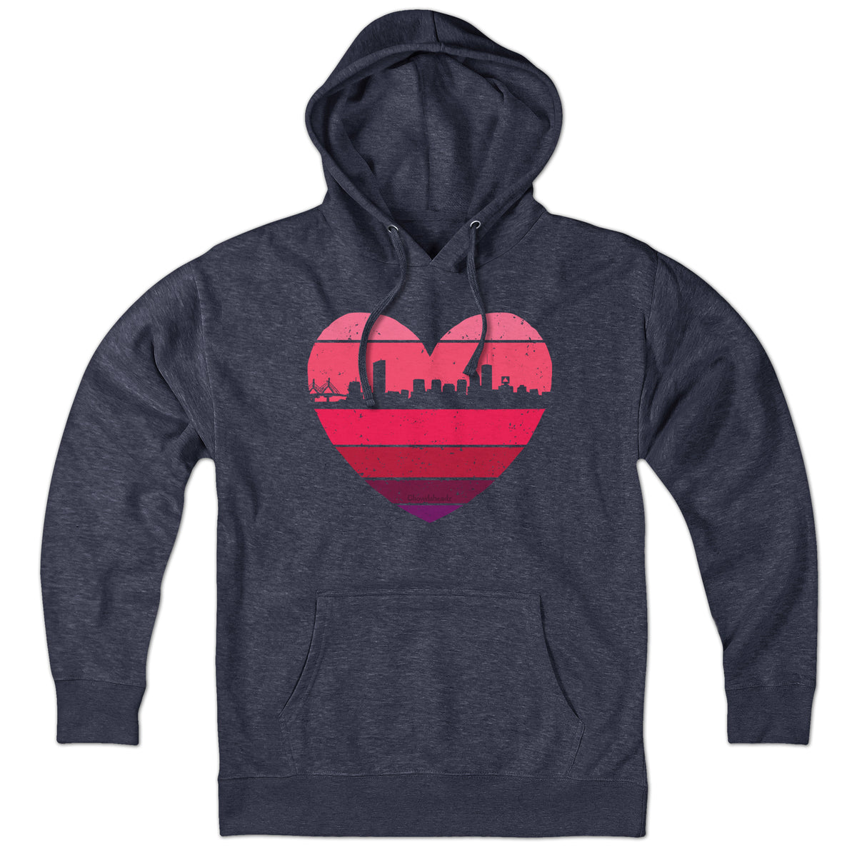 Boston Heart Retro Skyline Hoodie - Chowdaheadz