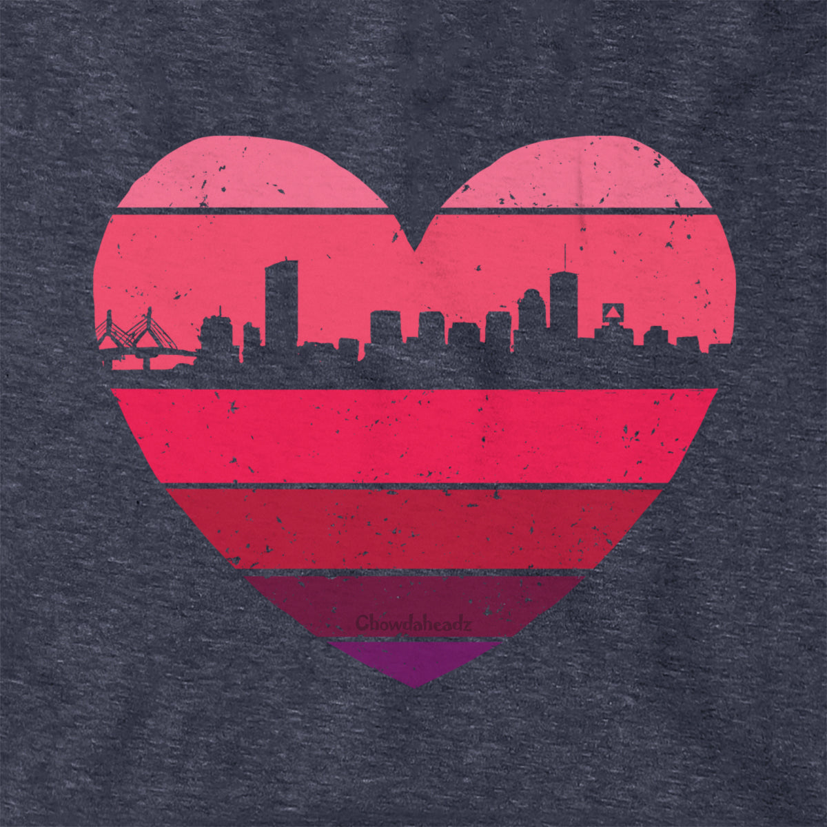 Boston Heart Retro Skyline Hoodie - Chowdaheadz
