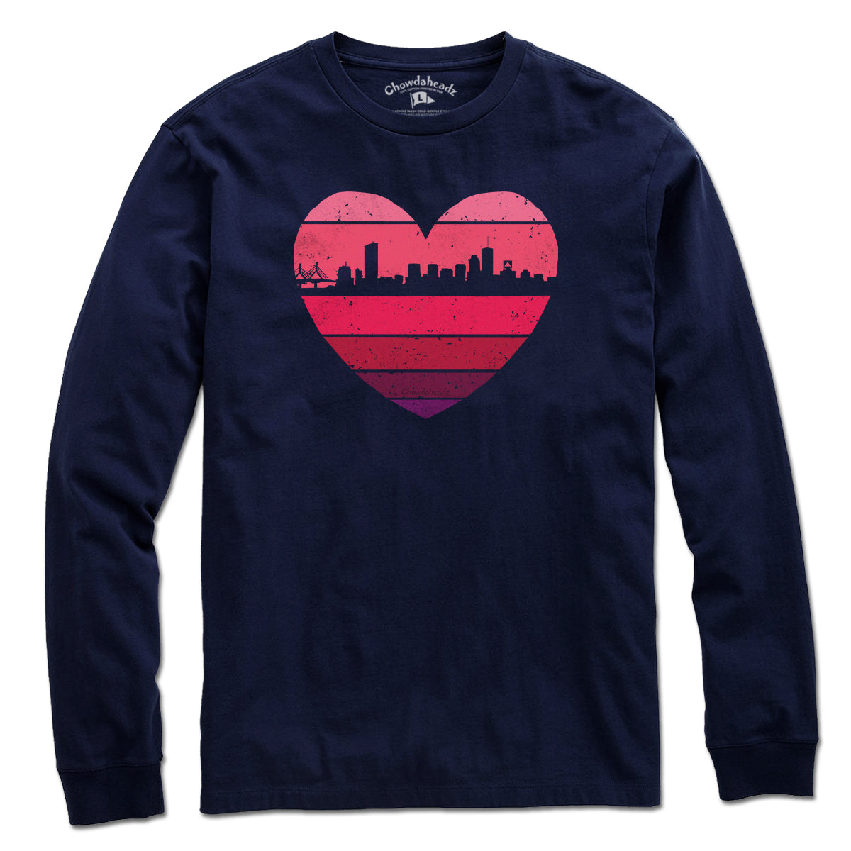 Boston Heart Retro Skyline T-Shirt - Chowdaheadz