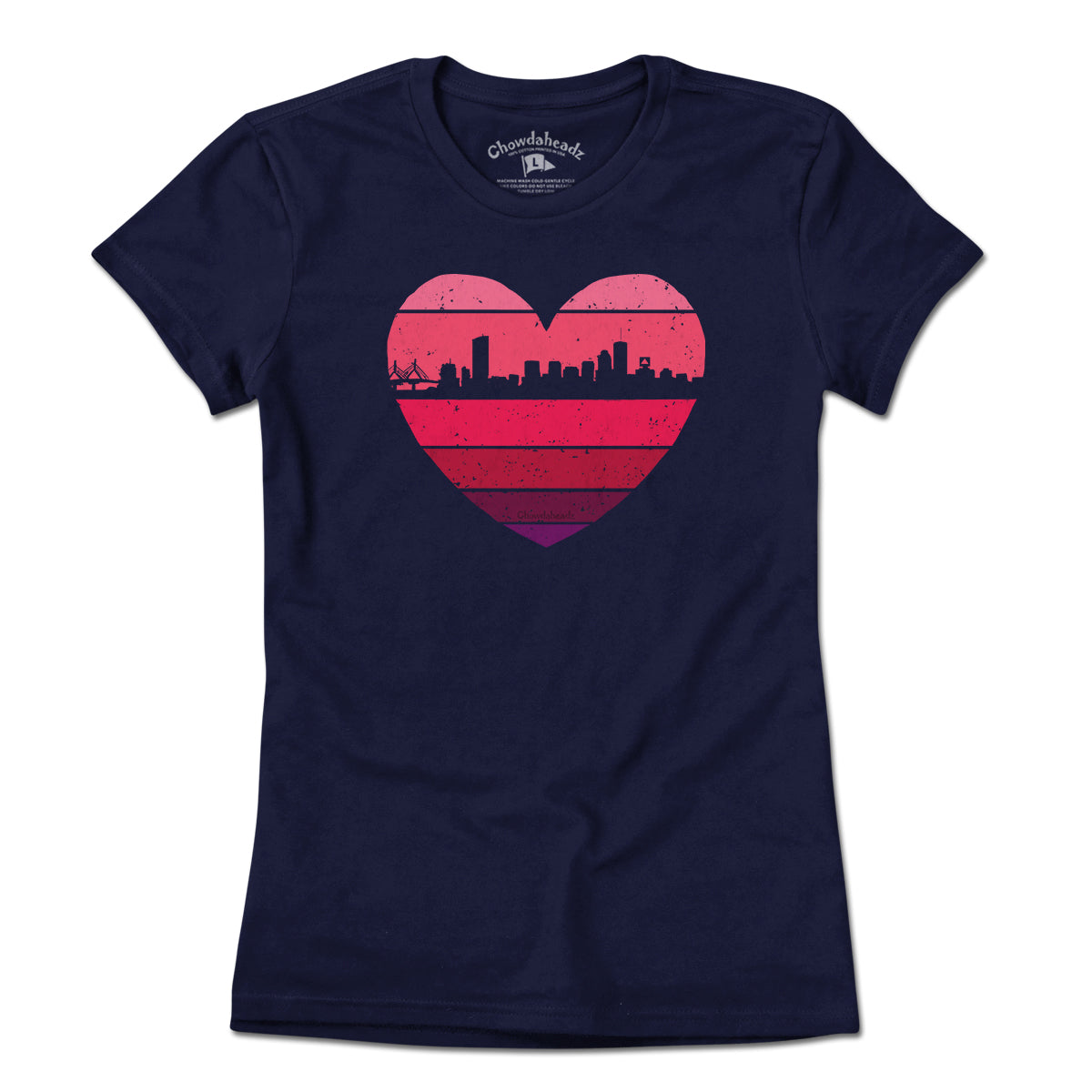 Boston Heart Retro Skyline T-Shirt - Chowdaheadz