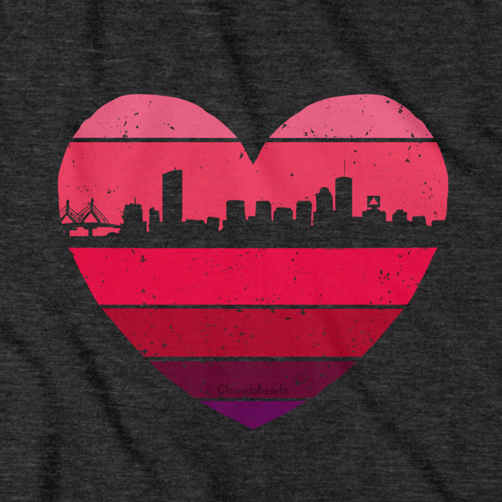 Boston Heart Retro Skyline T-Shirt - Chowdaheadz