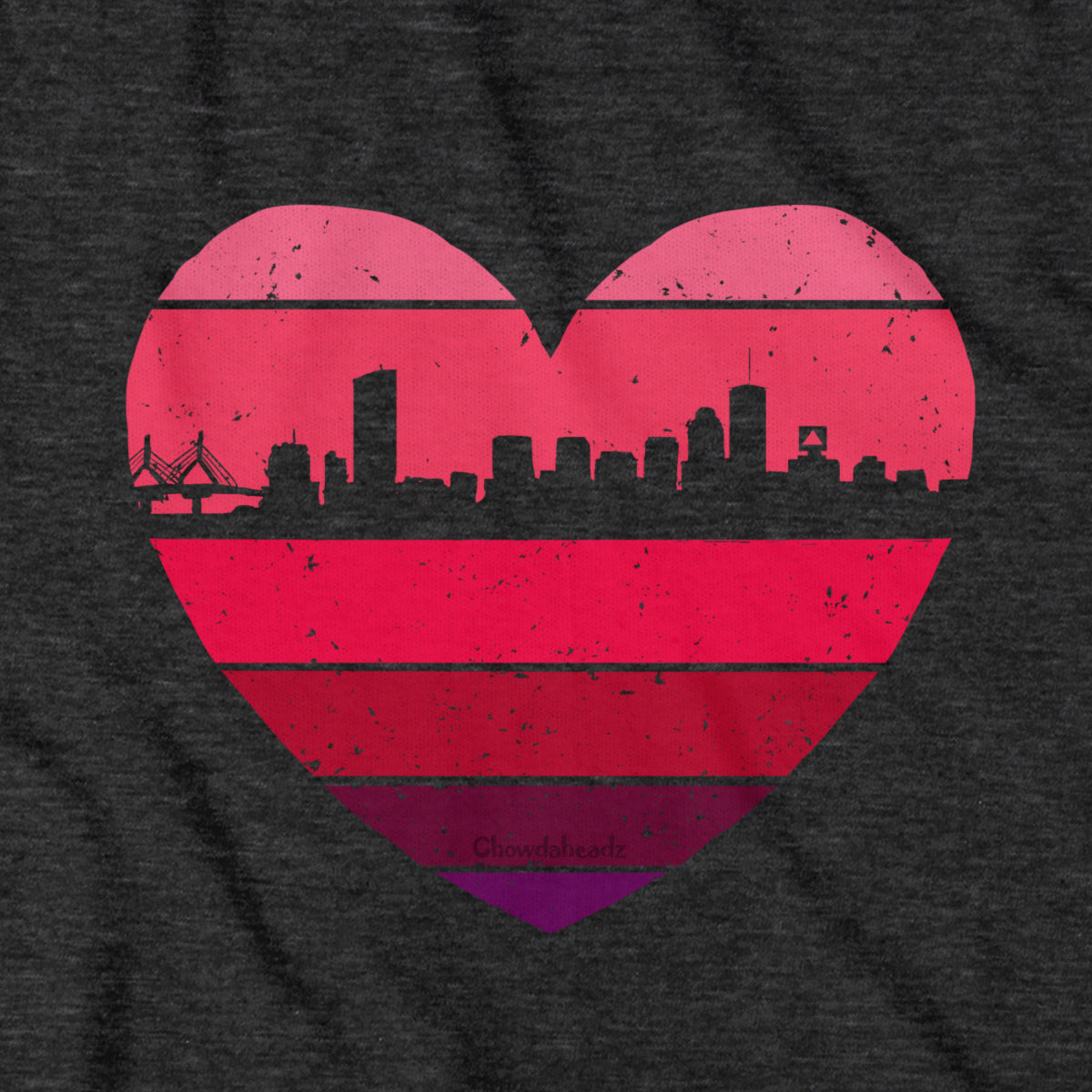 Boston Heart Retro Skyline T-Shirt - Chowdaheadz