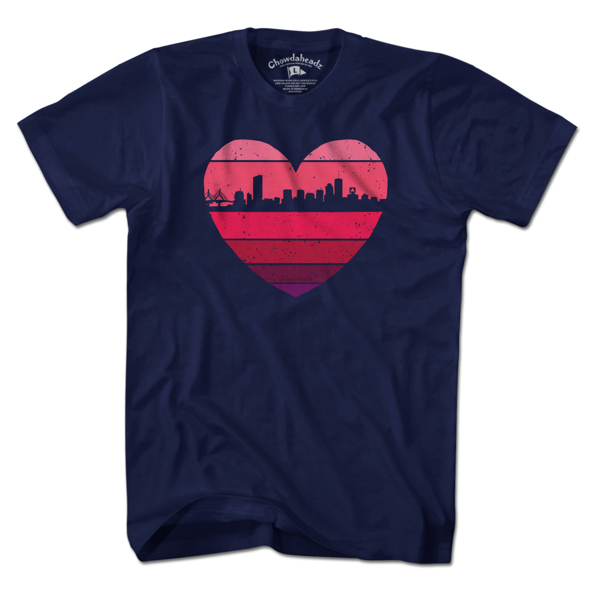 Boston Heart Retro Skyline T-Shirt - Chowdaheadz